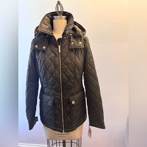 Michael Kors Dark Moss Quilted Puffer Jacket